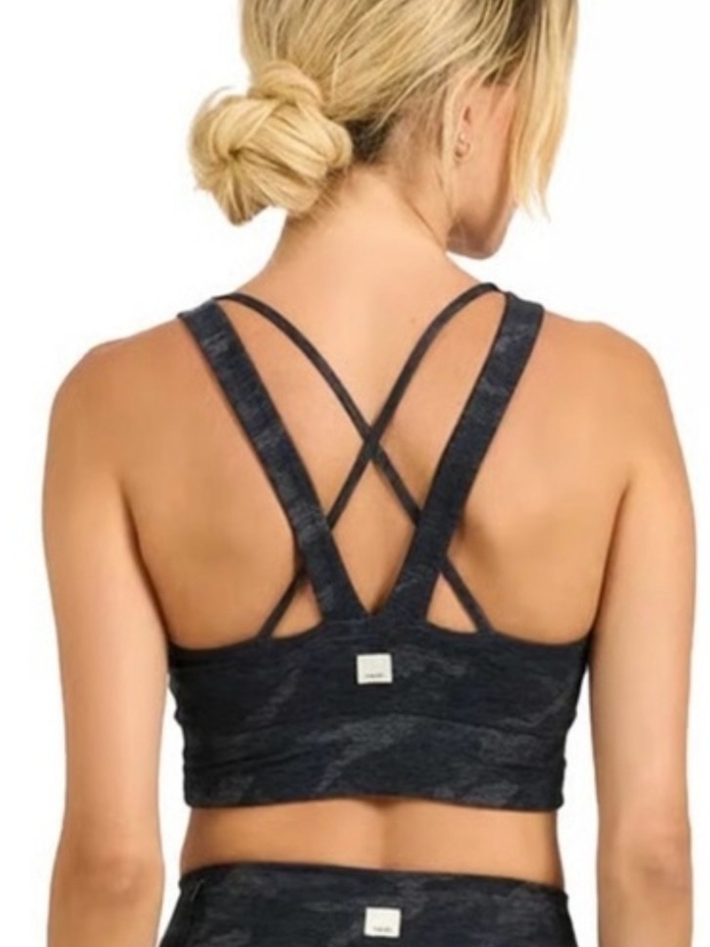 Vuori Women's Elevation Camo & Black Strappy Sports Bra, Sz LG